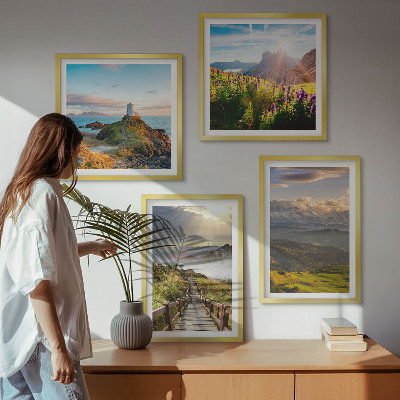 Polittico con cornice sentiero celeste dei fiori di montagna