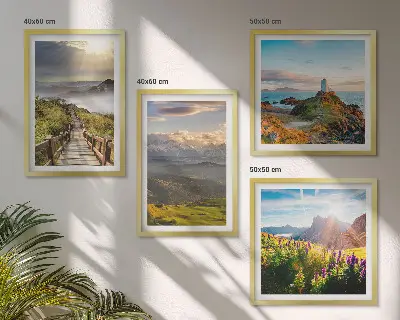 Sentiero celeste dei fiori di montagna polittico con cornice
