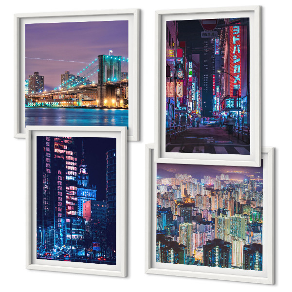Galleria a parete Città notturne illuminate al neon