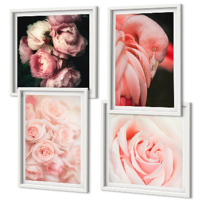 Polittico con cornice fenicotteri rosa pastello