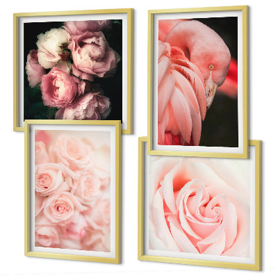 Polittico con cornice fenicotteri rosa pastello
