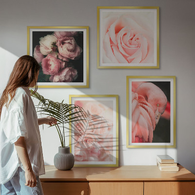 Polittico con cornice fenicotteri rosa pastello