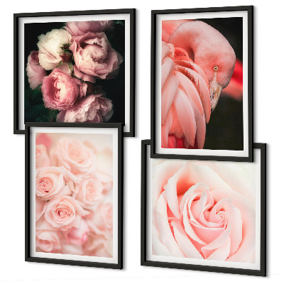Polittico con cornice fenicotteri rosa pastello