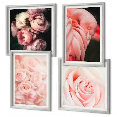 Polittico con cornice fenicotteri rosa pastello