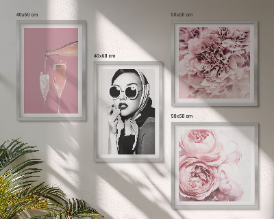 Composizione di 4 quadri Fiori peonie rose eleganza