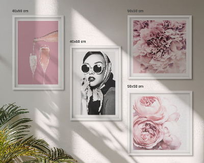 Composizione di 4 quadri Fiori peonie rose eleganza
