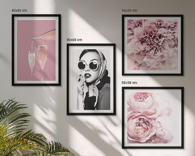 Composizione di 4 quadri Fiori peonie rose eleganza