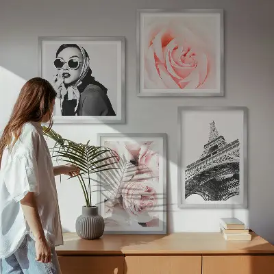 Ritratto di donna con rose di Eiffel polittico con cornice