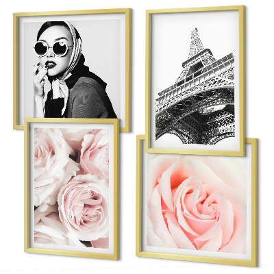 Polittico con cornice Il ritratto di una donna di Eiffel con le rose