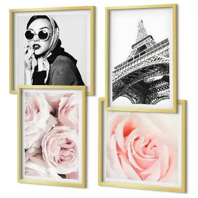 Ritratto di donna con rose di Eiffel polittico con cornice