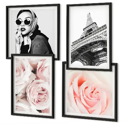 Ritratto di donna con rose di Eiffel polittico con cornice