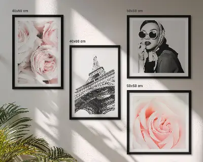 Ritratto di donna con rose di Eiffel polittico con cornice