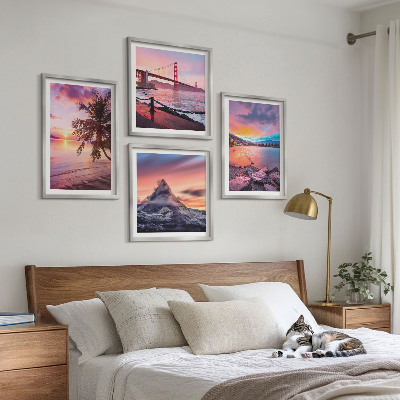 Composizione di 4 quadri Paesaggio del ponte al tramonto