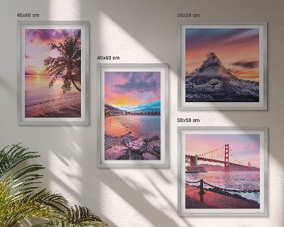 Composizione di 4 quadri Paesaggio del ponte al tramonto