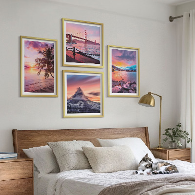 Composizione di 4 quadri Paesaggio del ponte al tramonto