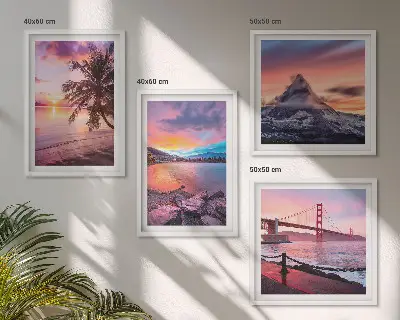 Paesaggio del ponte al tramonto composizione di 4 quadri