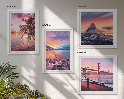 Composizione di 4 quadri Paesaggio del ponte al tramonto