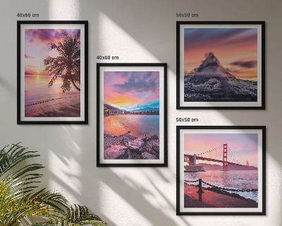 Composizione di 4 quadri Paesaggio del ponte al tramonto