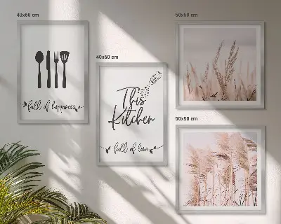 Galleria a parete scritta decorativa in stile boho per la cucina