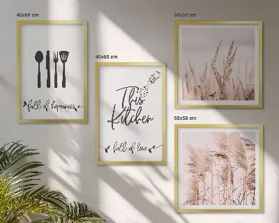 Galleria a parete scritta decorativa in stile boho per la cucina