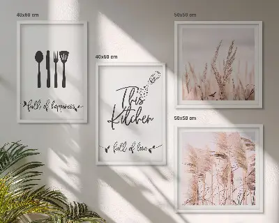 Galleria a parete scritta decorativa in stile boho per la cucina
