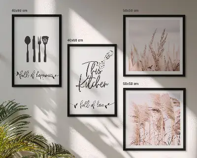 Galleria a parete scritta decorativa in stile boho per la cucina
