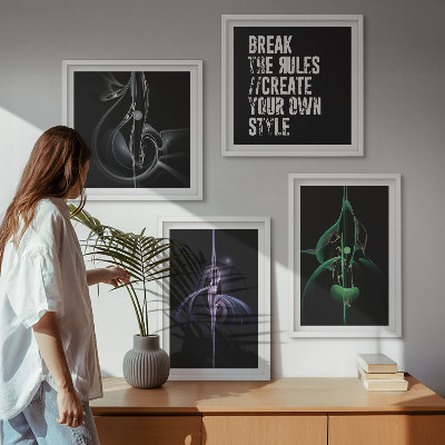Polittico con cornice Motivi astratti neri