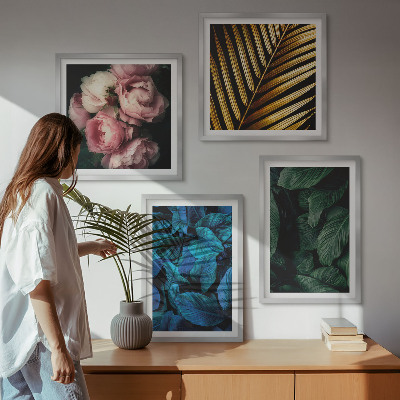 Galleria a parete Foglie fiorite di vari colori