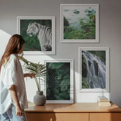 Foglie della cascata della tigre bianca composizione di 4 quadri