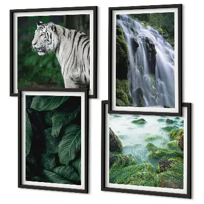 Foglie della cascata della tigre bianca composizione di 4 quadri