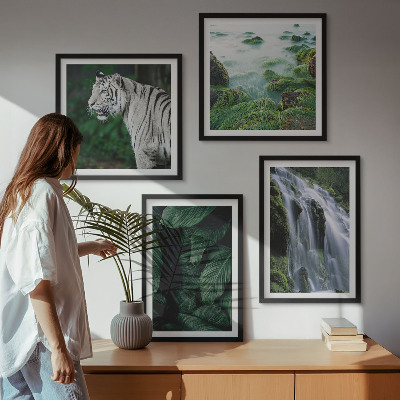 Composizione di 4 quadri Foglie della cascata della tigre bianca