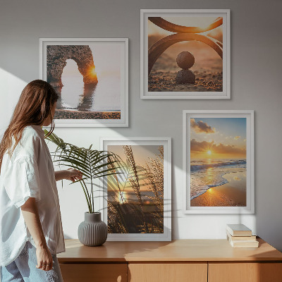 Polittico con cornice Paesaggi tranquilli della spiaggia del sole