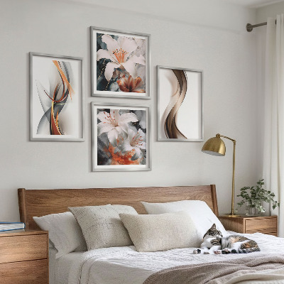 Polittico con cornice Onde grigio-marrone gialle