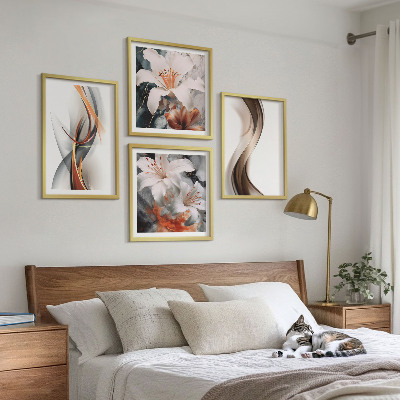 Polittico con cornice Onde grigio-marrone gialle