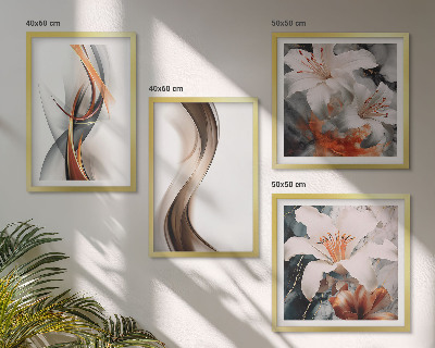 Polittico con cornice Onde grigio-marrone gialle
