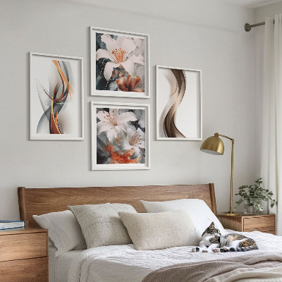 Polittico con cornice Onde grigio-marrone gialle