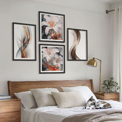 Polittico con cornice Onde grigio-marrone gialle