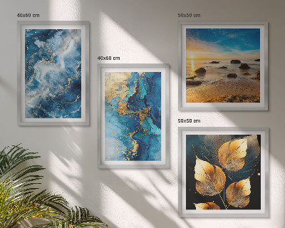 Composizione di 4 quadri Immagini di motivi blu oro