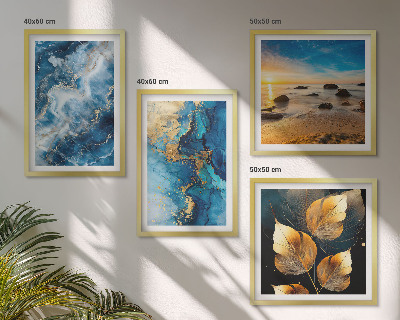Composizione di 4 quadri Immagini di motivi blu oro