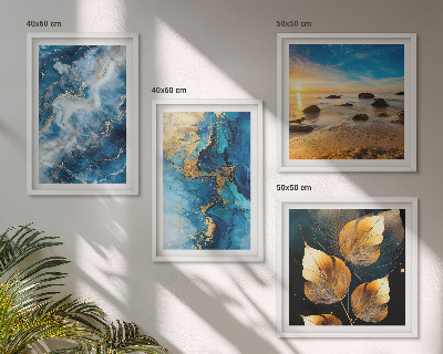 Composizione di 4 quadri Immagini di motivi blu oro