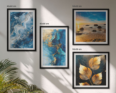 Composizione di 4 quadri Immagini di motivi blu oro