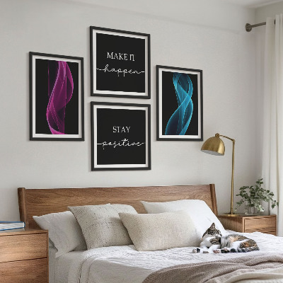 Galleria a parete Linee al neon ondeggiano sullo sfondo