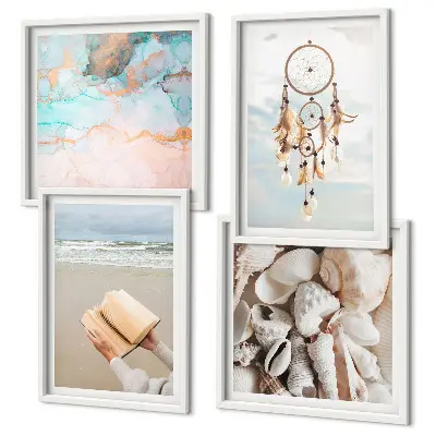 Libro decorativo boho con conchiglie polittico con cornice