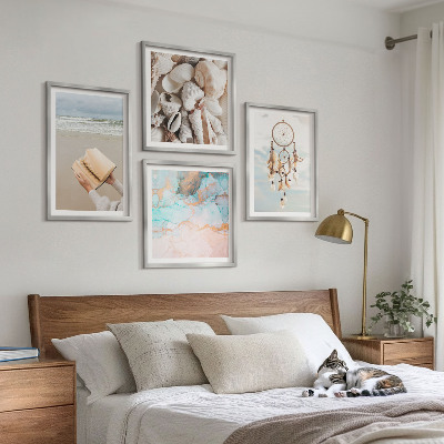 Polittico con cornice libro boho con conchiglie