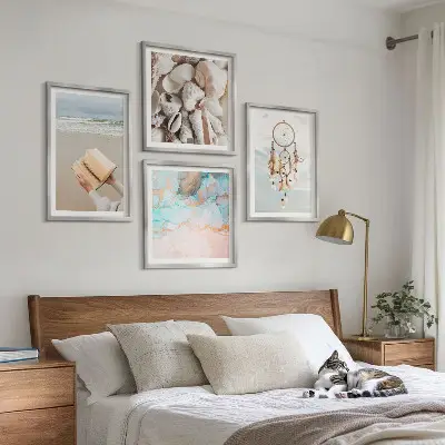 Libro decorativo boho con conchiglie polittico con cornice