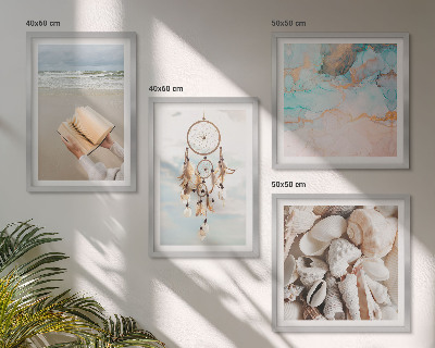Polittico con cornice libro boho con conchiglie