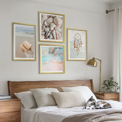 Polittico con cornice libro boho con conchiglie