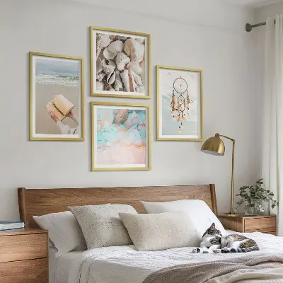Libro decorativo boho con conchiglie polittico con cornice