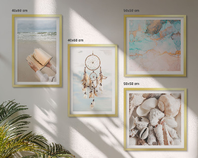 Polittico con cornice libro boho con conchiglie