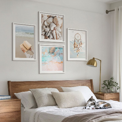 Polittico con cornice libro boho con conchiglie